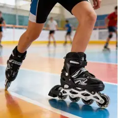 GENERICO - Patines Lineales Negros Talla Ajustable M 33 AL 36 Para Niños
