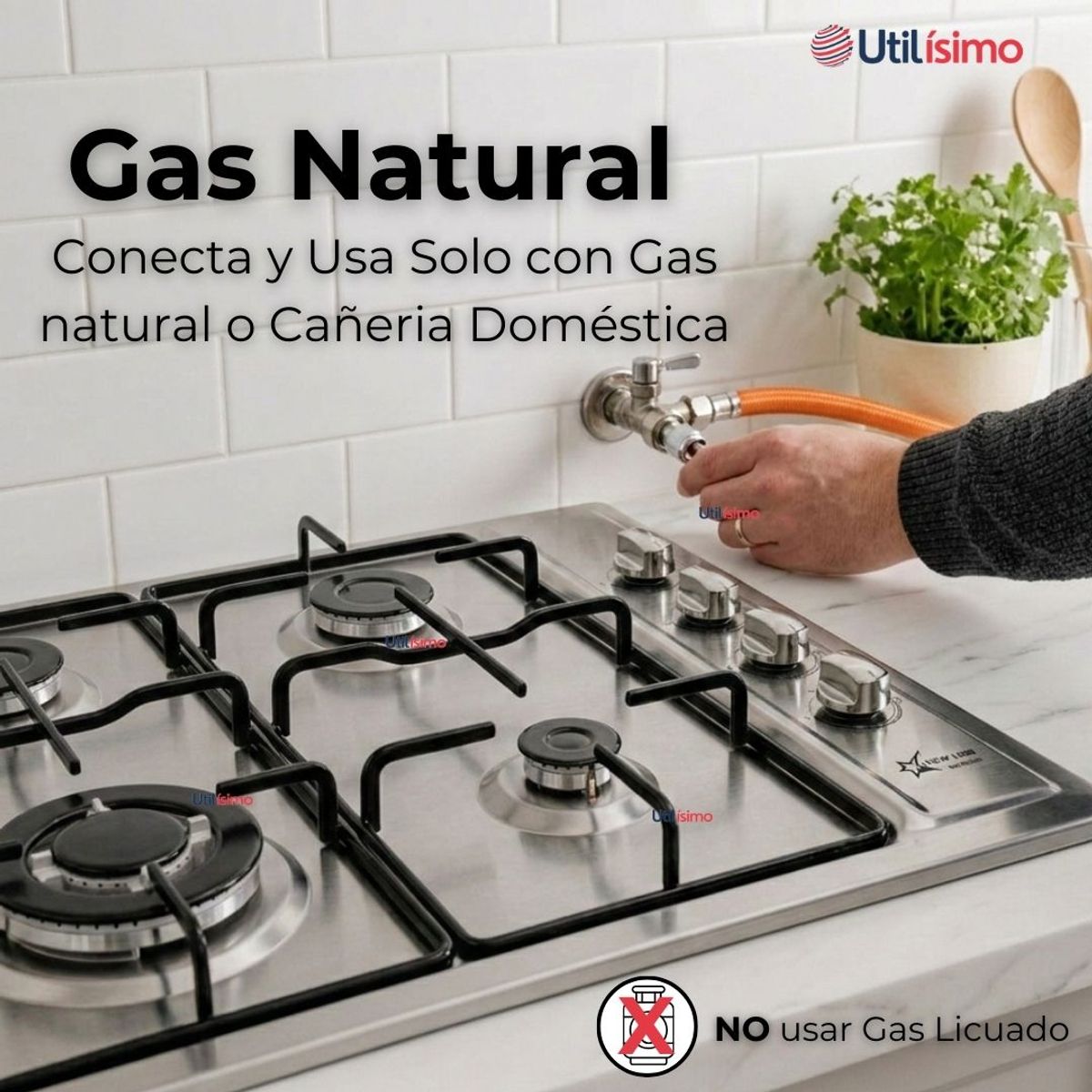 LINE - Cocina Encimera A Gas Natural 4 Platos Premium Acero Inoxidable