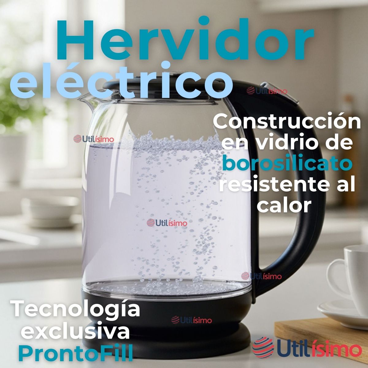 LINE - Hervidor Eléctrico Inteligente Vidrio 1,5 Litros 1500W Tetera