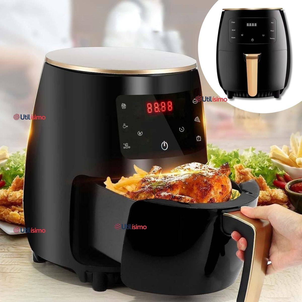 LINE - Freidora De Aire Digital 6 Litros 2400W Air Fryer Premium