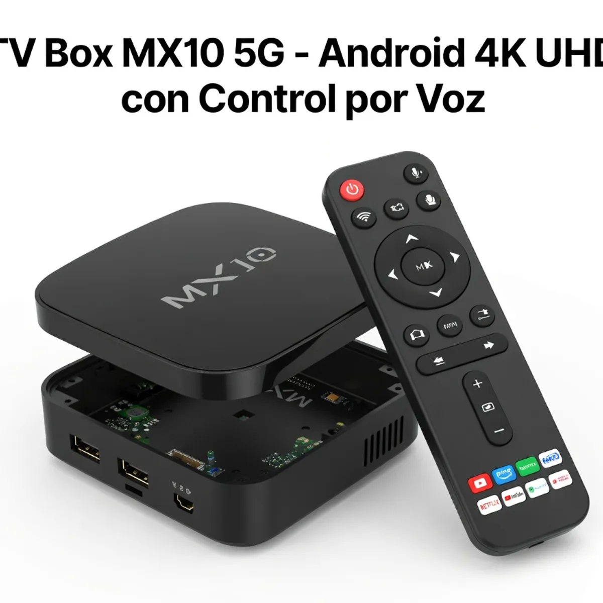 MOVI - TV Box MX10 5G con Magic TV Incluido - Android TV Box 4K UHD, WiFi 5G, Streaming y Control por Voz