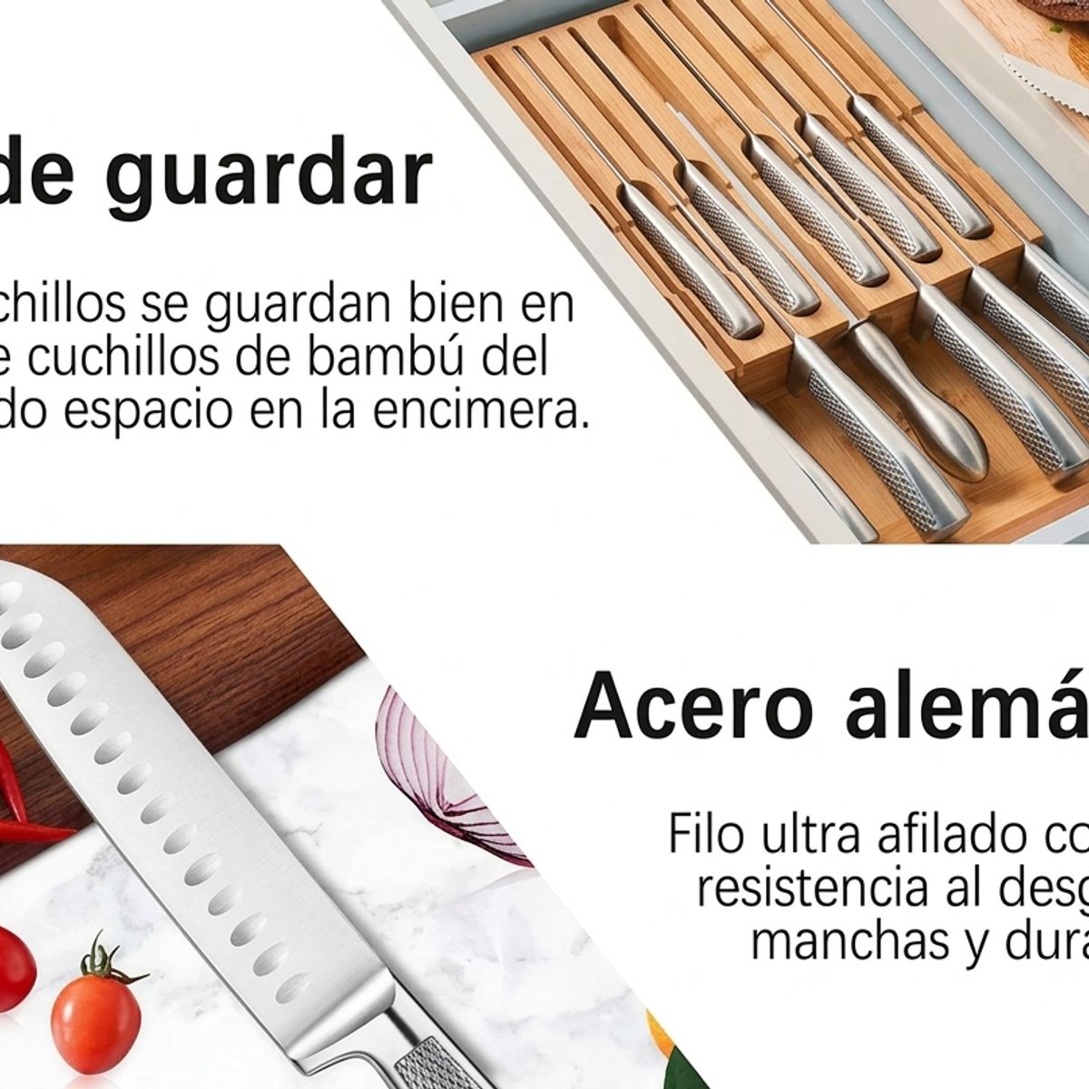 GENERICO - Set Cuchillos de Cocina Acero Inoxidable 14 piezas