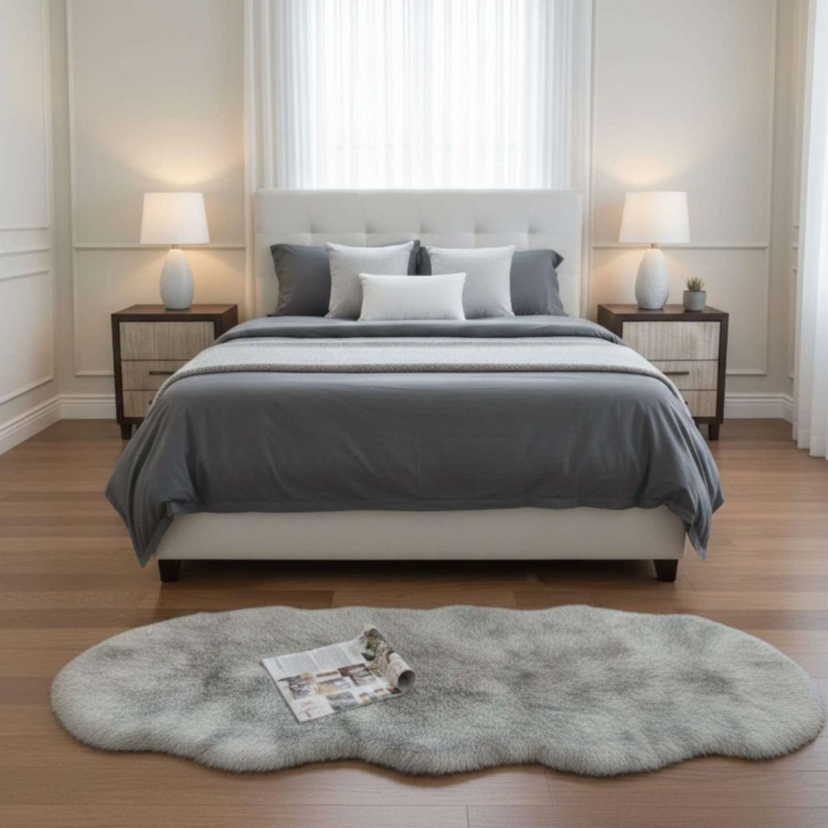 GENERICO - Alfombra Bajada de Cama Elegante Pelo Largo Sintetico