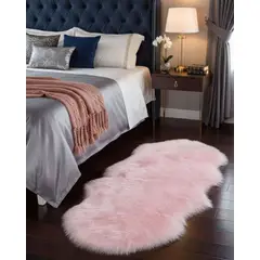 GENERICO - Set de 2 Alfombra Bajada de Cama Elegante Pelo Largo Sintetico