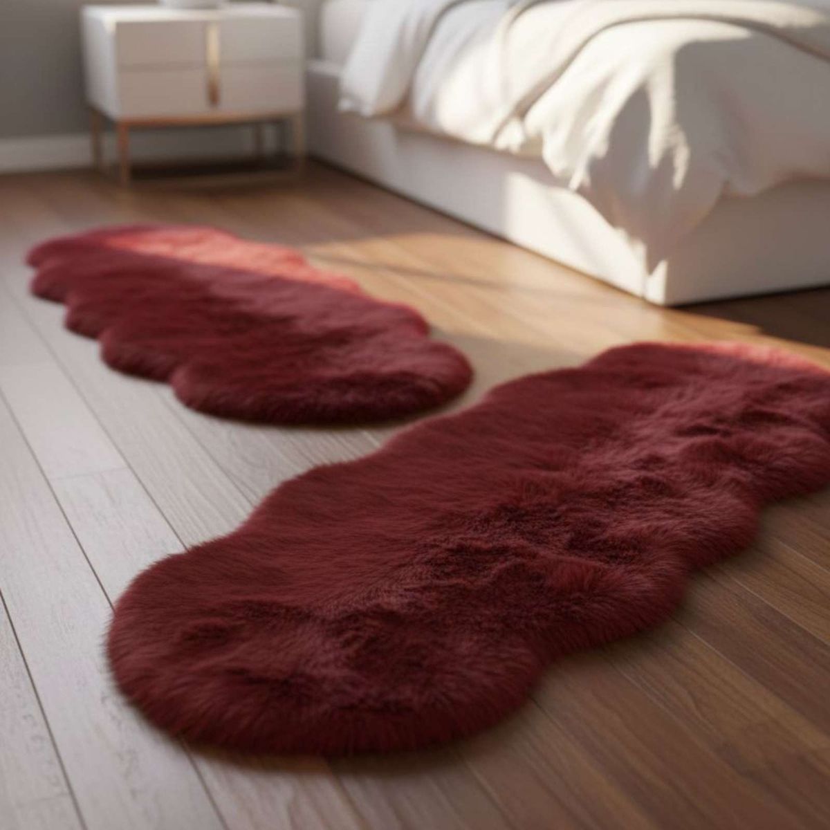 GENERICO - Set de 2 Alfombra Bajada de Cama Elegante Pelo Largo Sintetico