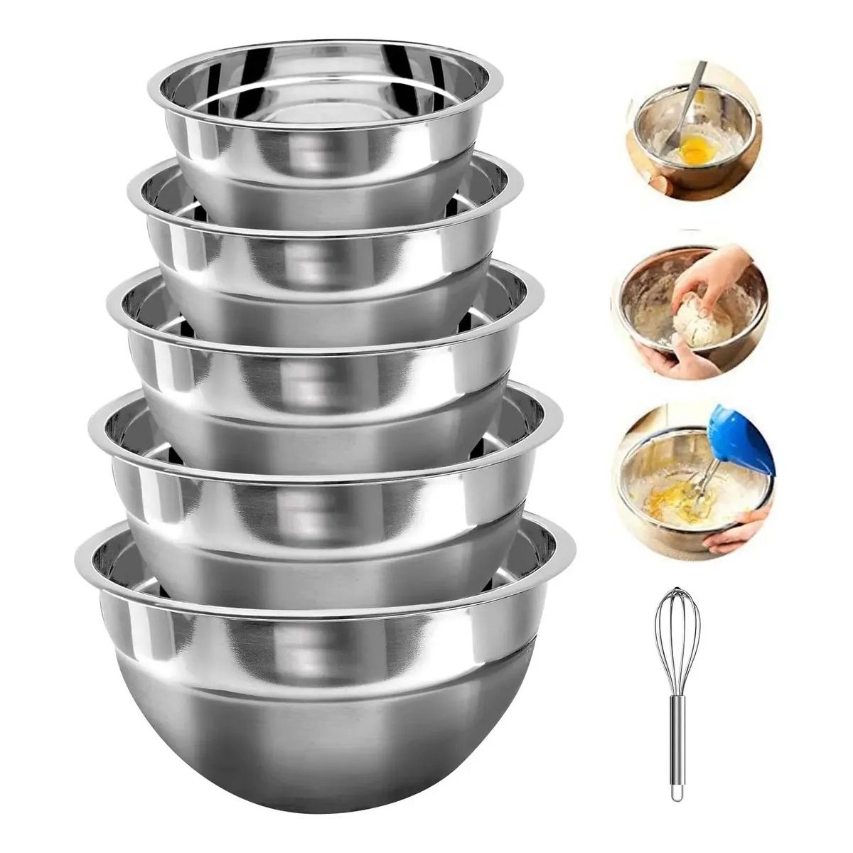 GENERICO - Pack 5 Bowl Pocillo Acero Inoxidable Reposteria Cocina Labg