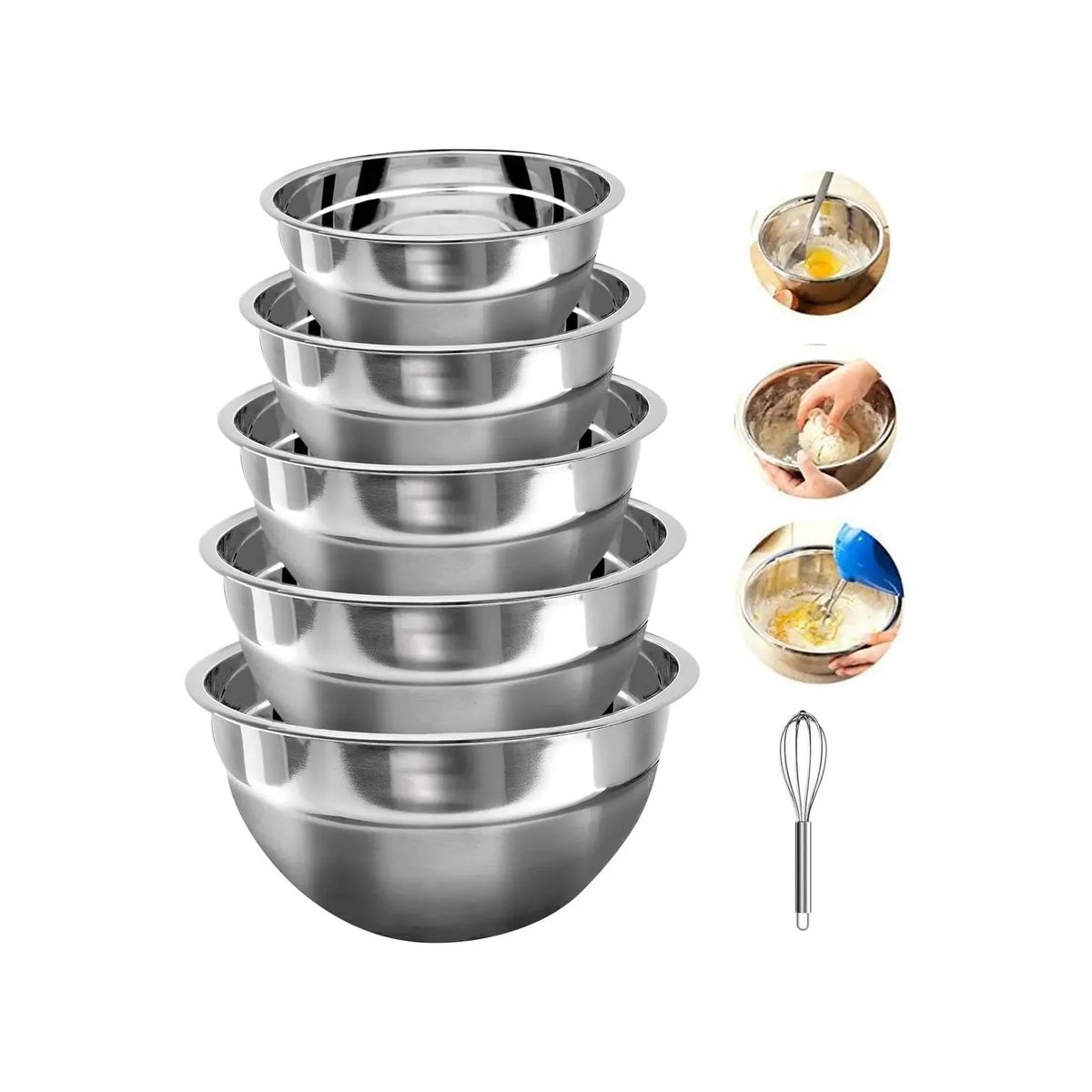 GENERICO - Pack 5 Bowl Pocillo Acero Inoxidable Reposteria Cocina Labg
