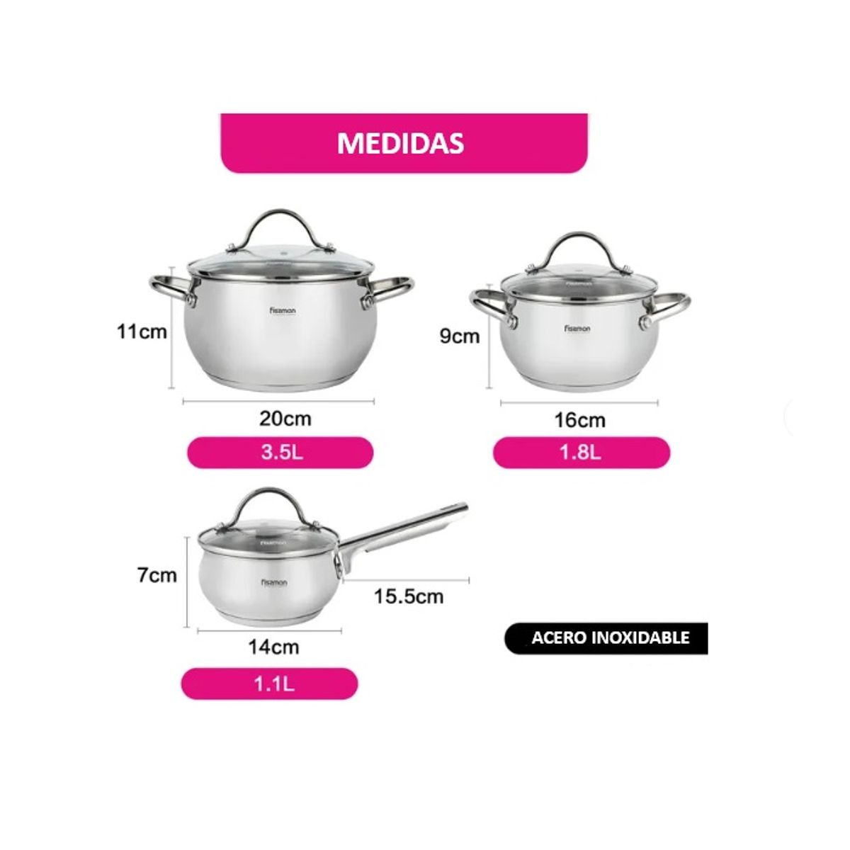 FISSMAN - Set Ollas Martínez 6 Piezas - Fissman