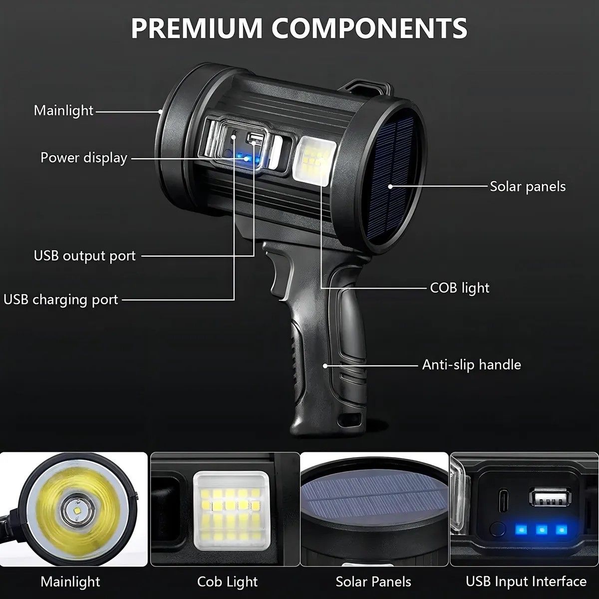 GENERICO - Linterna De Mano Led Spot Light Foco 90000 Lúmenes Y Color de la linterna Negro BELUG