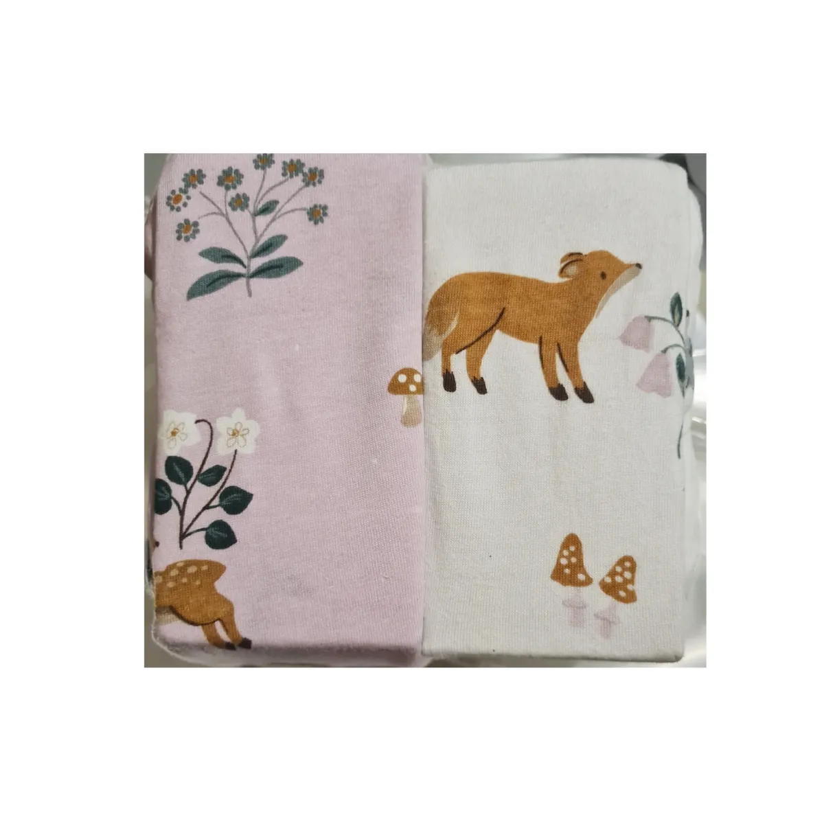 GENERICO - Set 2 sábanas bajeras jersey algodón para cuna grande 70 x 140 x 18cm RATITA-ZORRO