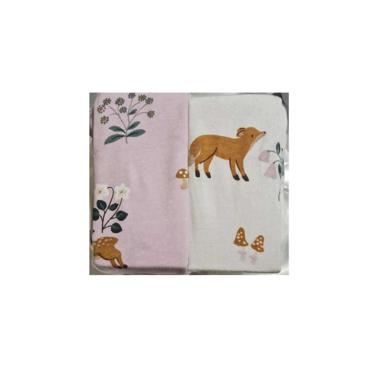 GENERICO - Set 2 sábanas bajeras jersey algodón para cuna grande 70 x 140 x 18cm RATITA-ZORRO