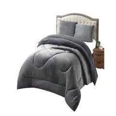 GENERICO - Cubrecama Con Chiporro De Invierno 1.5 Plazas Infantil Liso Color Gris