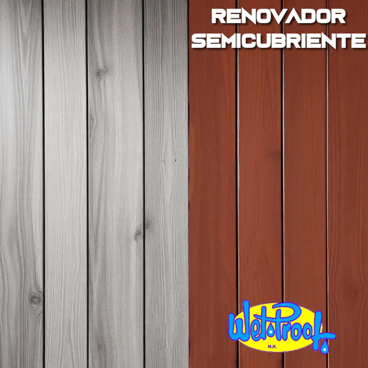WETPROOF - BARNIZ REPARA MADERA EXTERIOR IMPERMEABLE SEMI-CUBRIENTE TAPAVETA WET PROOF® CANELO 1 GALÓN