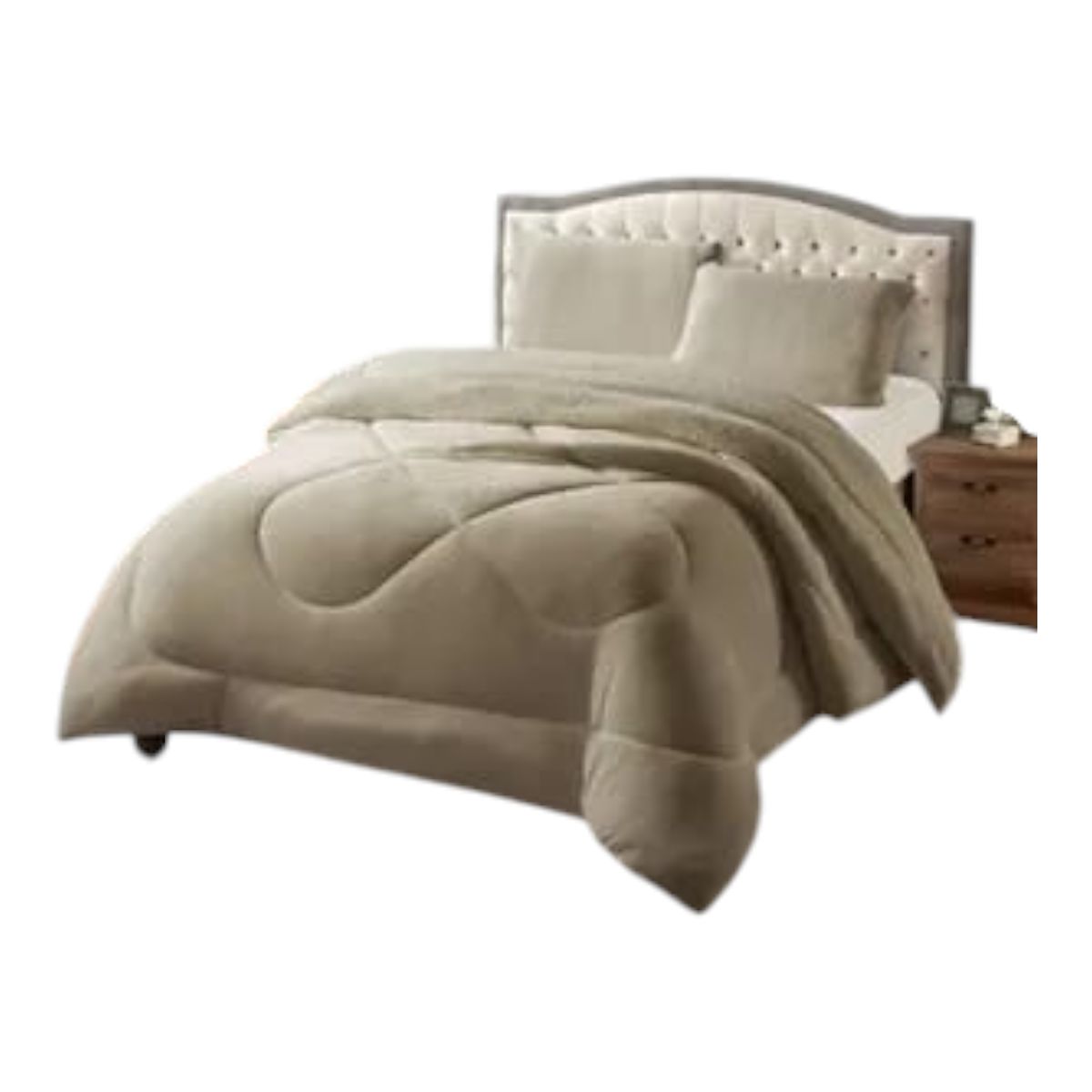 GENERICO - Cubrecama Plush Con Chiporro  De Invierno 2 Plazas Unicolor Marrón