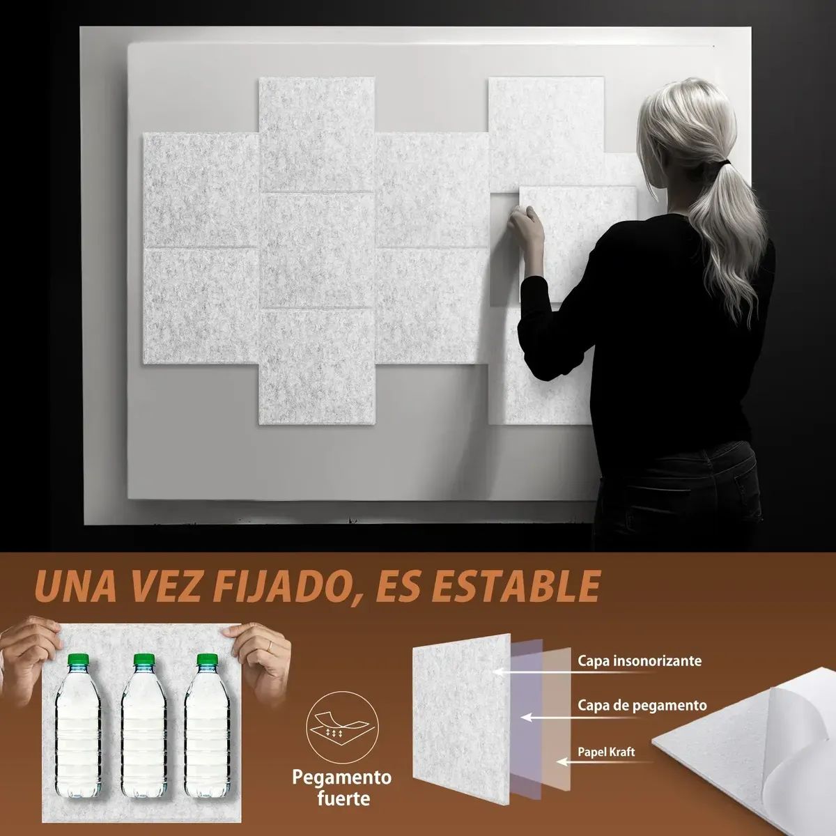UMEXUS - Paneles Acústicos Cuadrados 30x30 Autoadhesivos, 12 Piezas