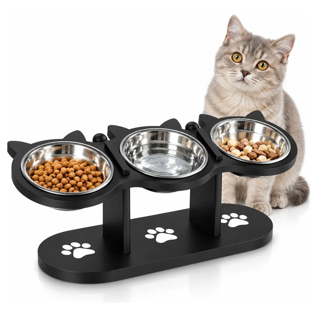 UMEXUS - Comedero Bebedero Para Perro Gato Altura Ajustable Acero