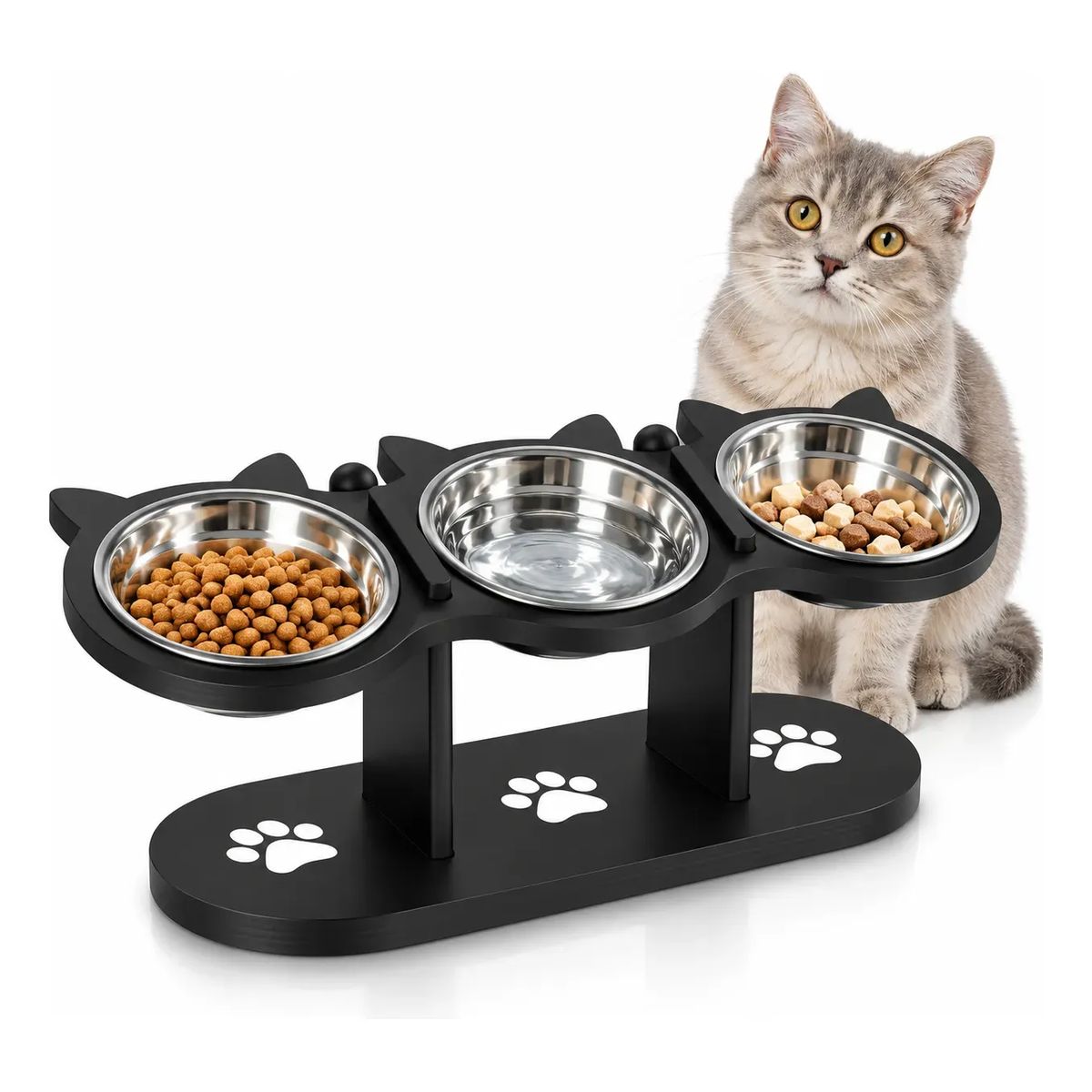 UMEXUS - Comedero Bebedero Para Perro Gato Altura Ajustable Acero