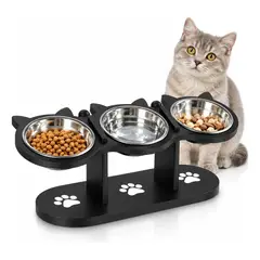 UMEXUS - Comedero Bebedero Para Perro Gato Altura Ajustable Acero