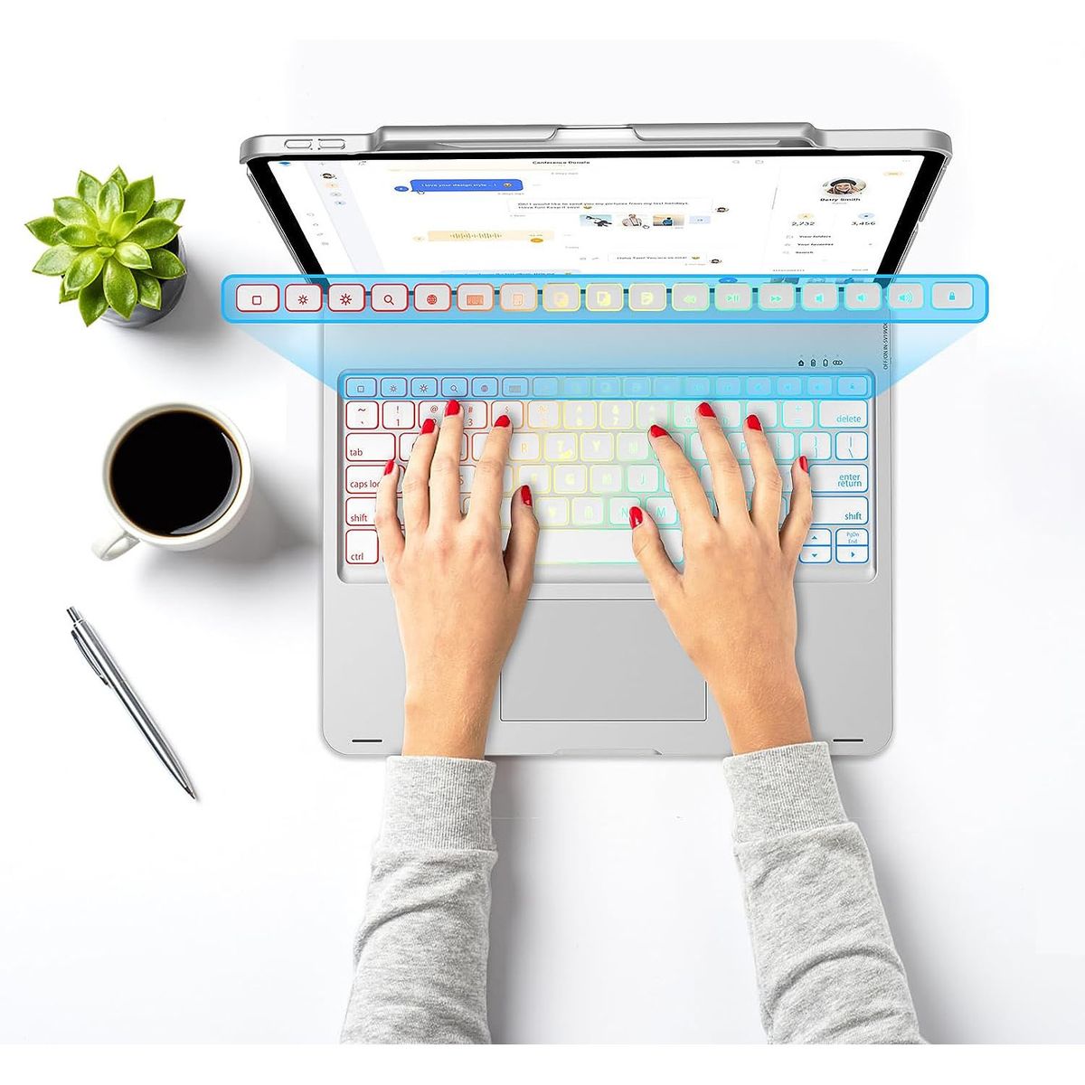 PUREPOWER - Funda Teclado De Touchpad Español Ñ Para Galaxy S10 Fe+13.1 pulgadas modeloSM-X620,SM-X626,SM-X626B