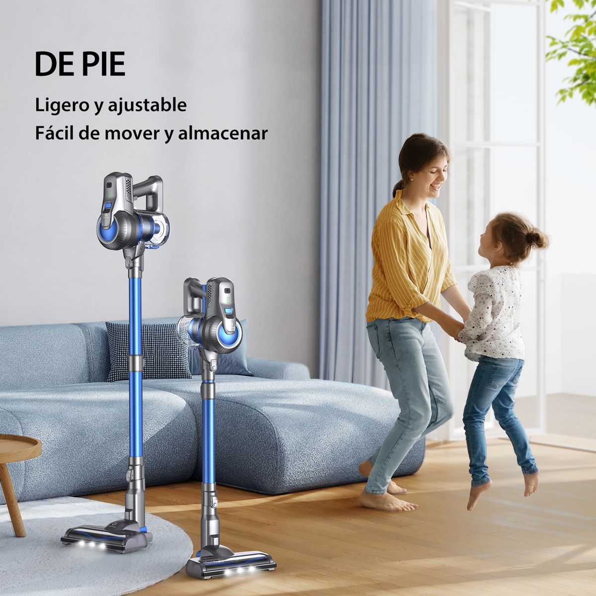 GENERICO - Greenote Aspiradora Sin Cable 23000pa Aspiradora Inalámbrica Ligero Multifuncional 6 En 1 Peso 1,5 Kg Para Suelos Duros Y Alfombra De Pelo Corto Gsc50 Color Azul Gris/azul