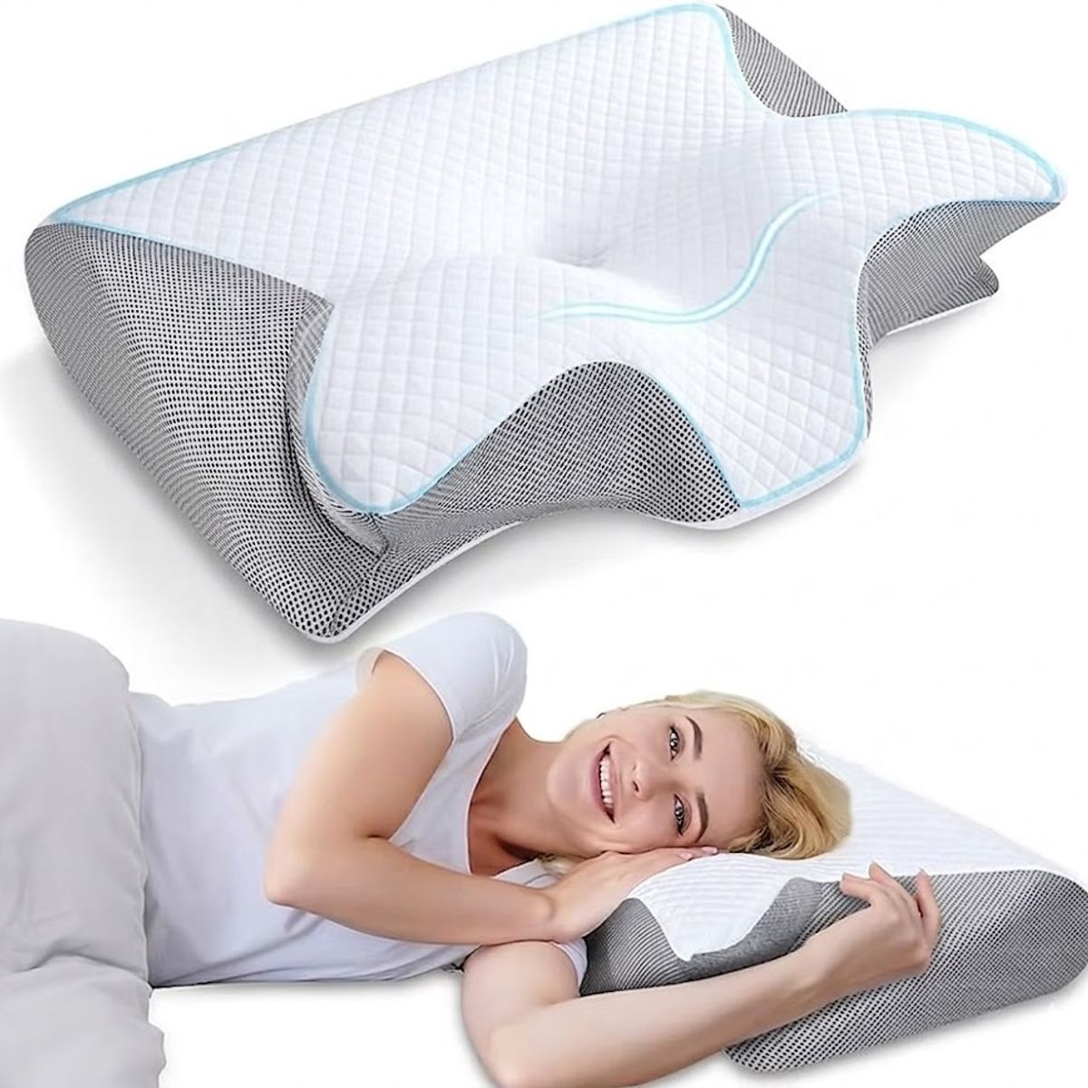 GENERICO - Almohada cervical de espuma viscoelástica, suave y cómoda