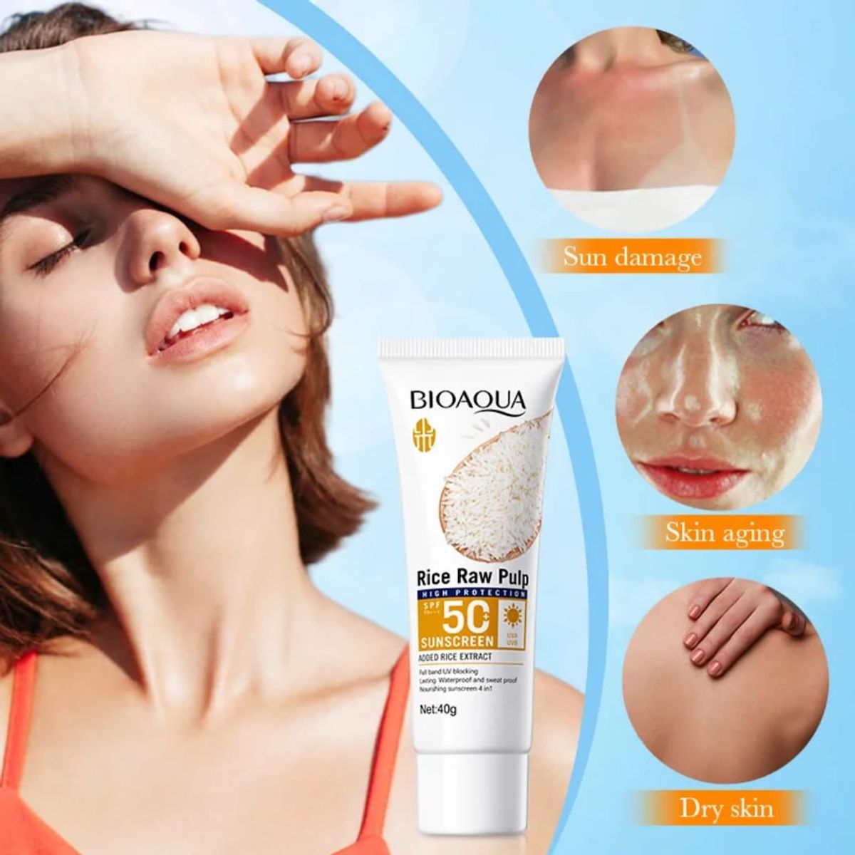 GENERICO - Crema Facial Pulpa De Arroz  Resistente Al Agua 40g Protector UV
