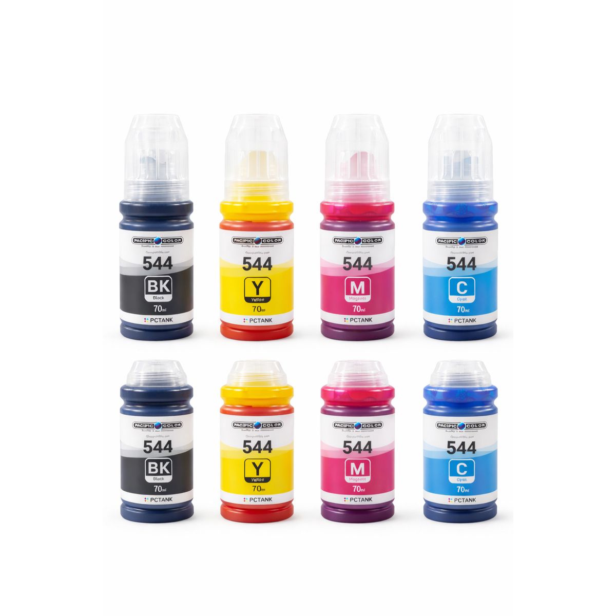 PACIFIC COLOR - Pack 8 Tintas Alternativa/t544 Compatible L3110 L3210 L3250
