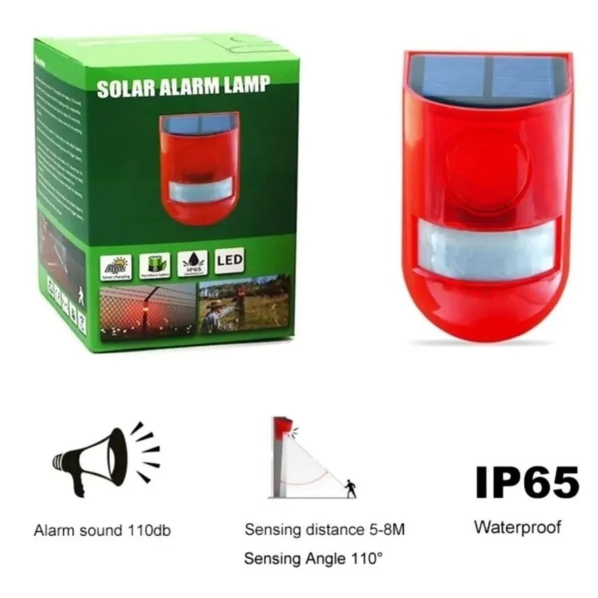 GENERICO - ALARMA SOLAR CON SENSOR DE MOVIMIENTO, SONIDO Y LUZ