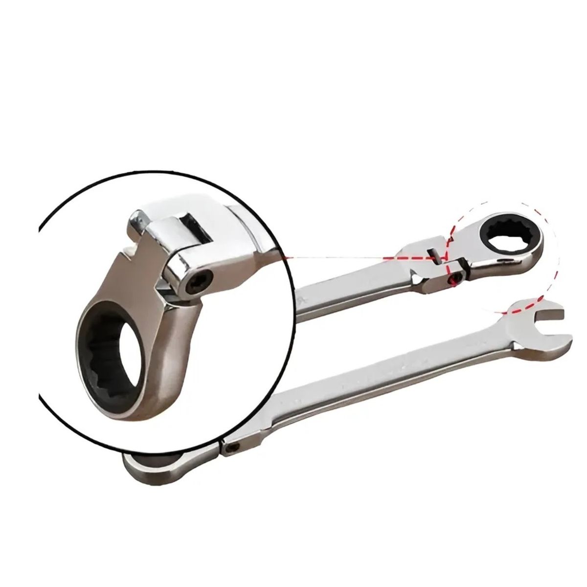 GENERICO - JUEGO 7 LLAVES COMBINADAS DE TRINQUETE DE CABEZA FLEXIBLE