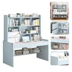 WUWAWDOGA - Escritorio Moderno Organizador Estanteria Libros Para Oficina 155x120x50cm Celeste