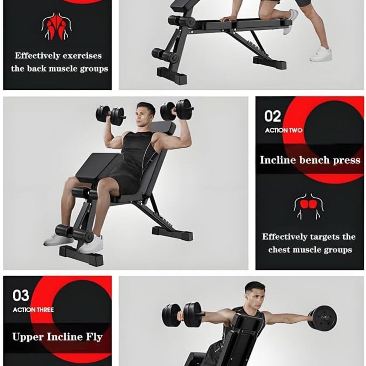 KUANGYE - Banco Multifuncional Ajustable Soporta Hasta 300Kg Para PrensaEntrenamiento Cuerpo Completo