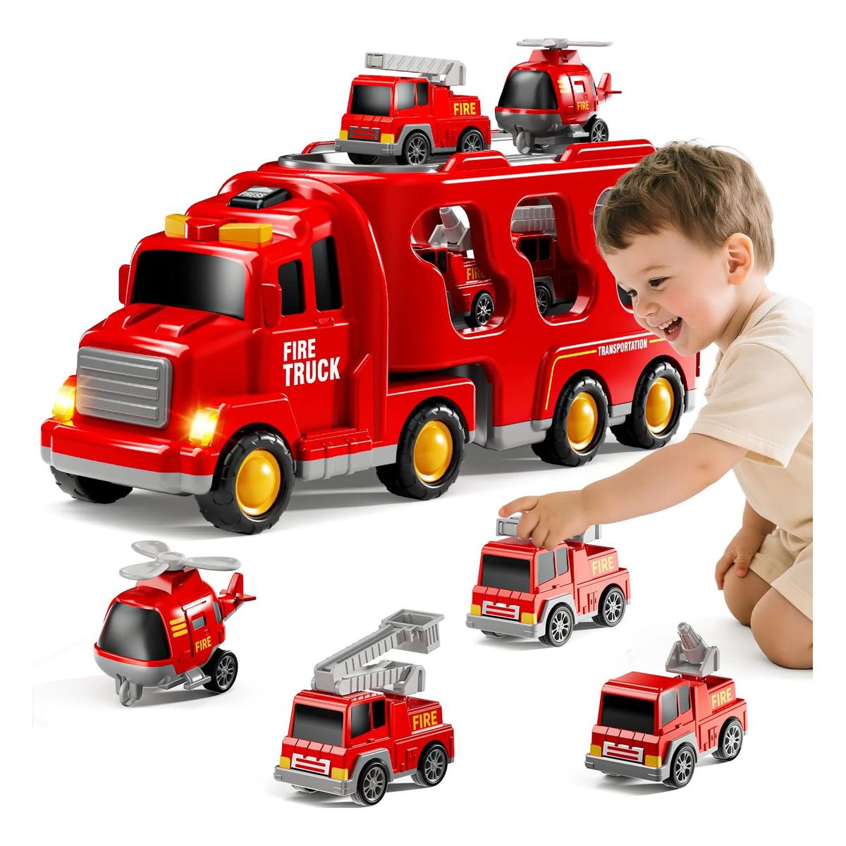 GENERICO - Camiones De Juguete 5 En 1 Luz Y Sonido Regalos Para Niños
