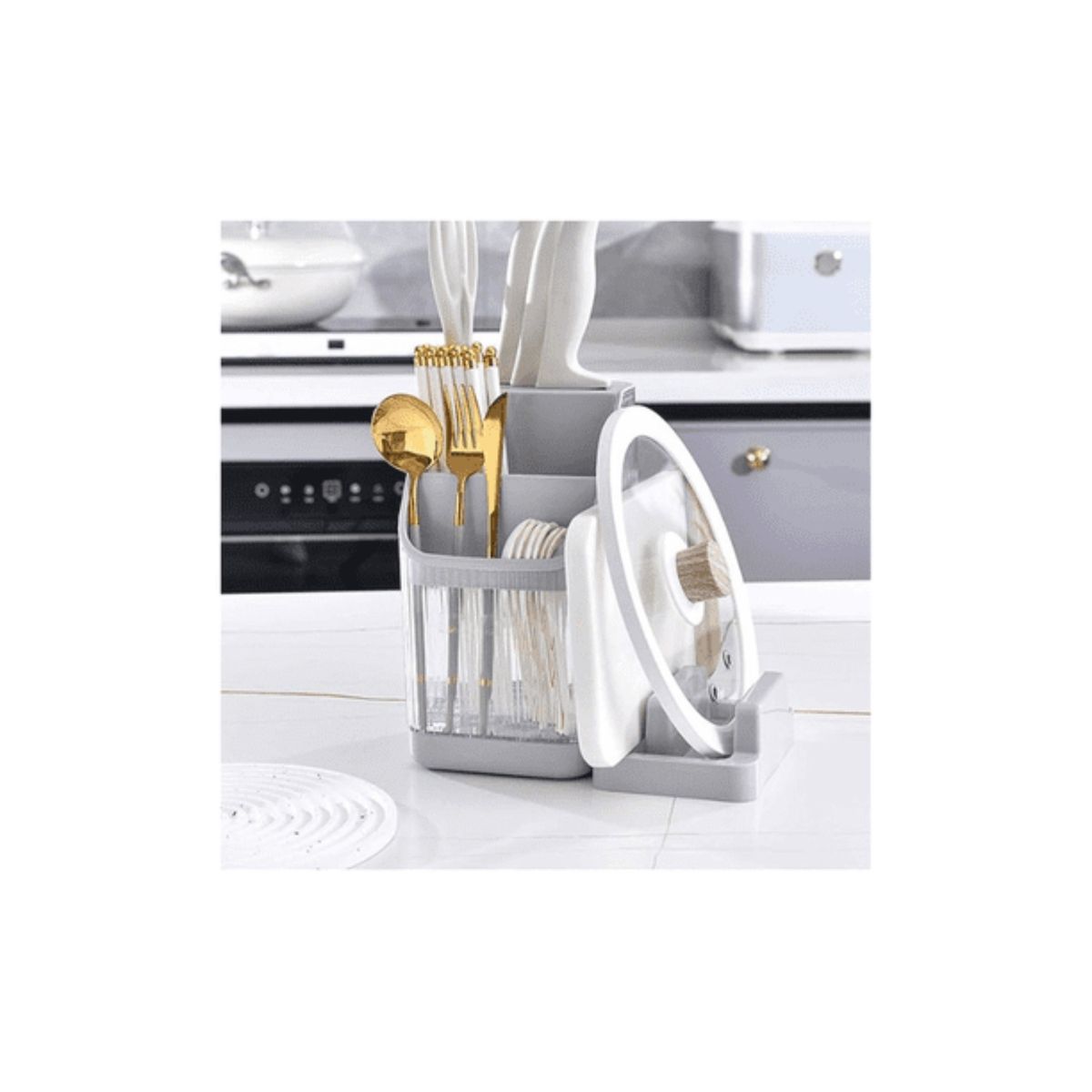 GENERICO - ORGANIZADOR DE UTENSILIOS CON SOPORTE PARA TAPA OLLAS MULTIFUNCIONAL