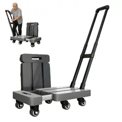 ATURE - Carro De Carga Plegable Con Base Expandible 150kg Top Gris