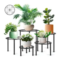 ATURE - Set 5 Soportes Metálicos Porta Macetas - Plantas Jardinería