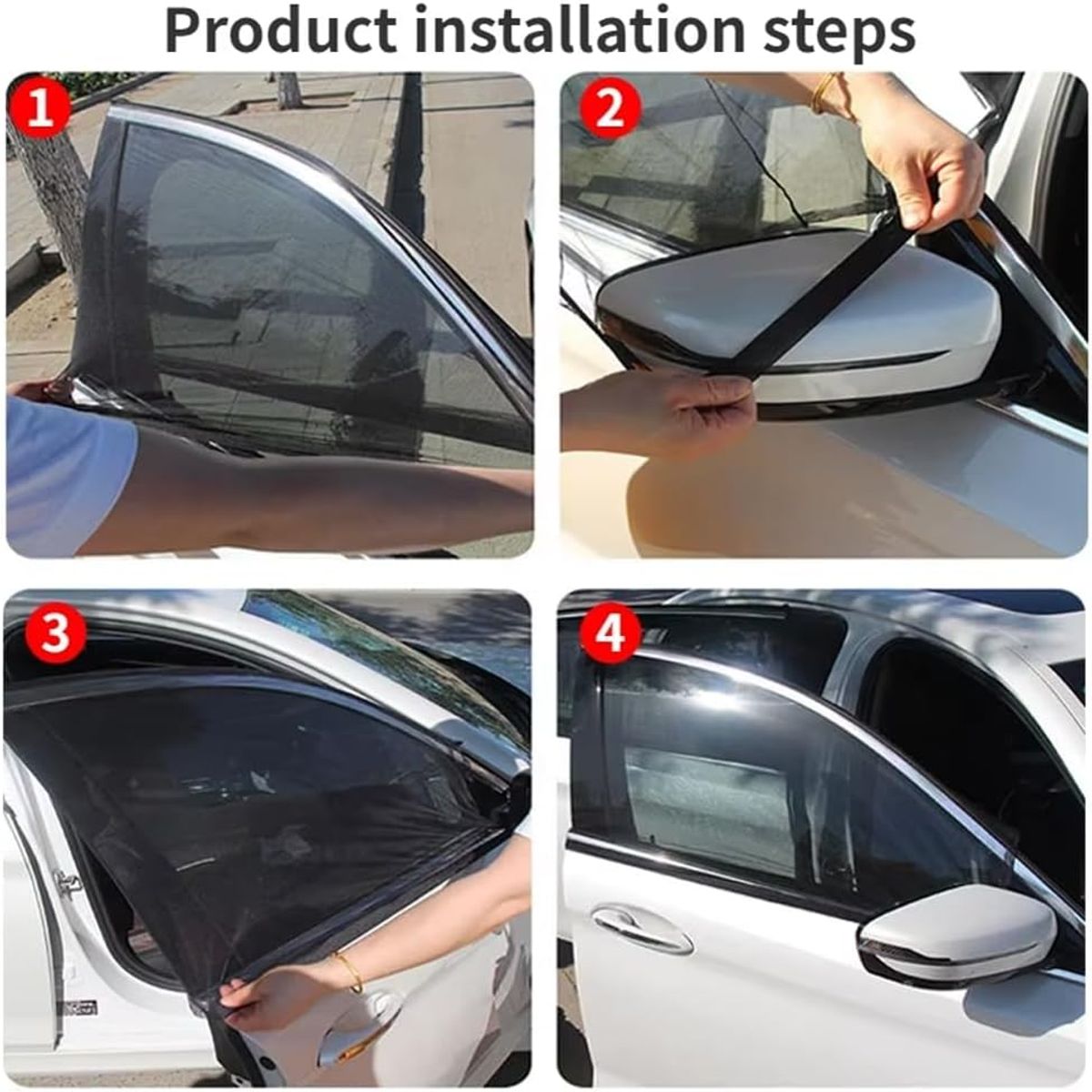 KUANGYE - 4Pcs Mallas Anti Sol Calor Ventanas Autos Suv Camionetas