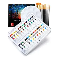 UMEXUS - Kit De Pintura Acrílica 24 Colores 12 Ml Y Oleo Pincel 10pzs