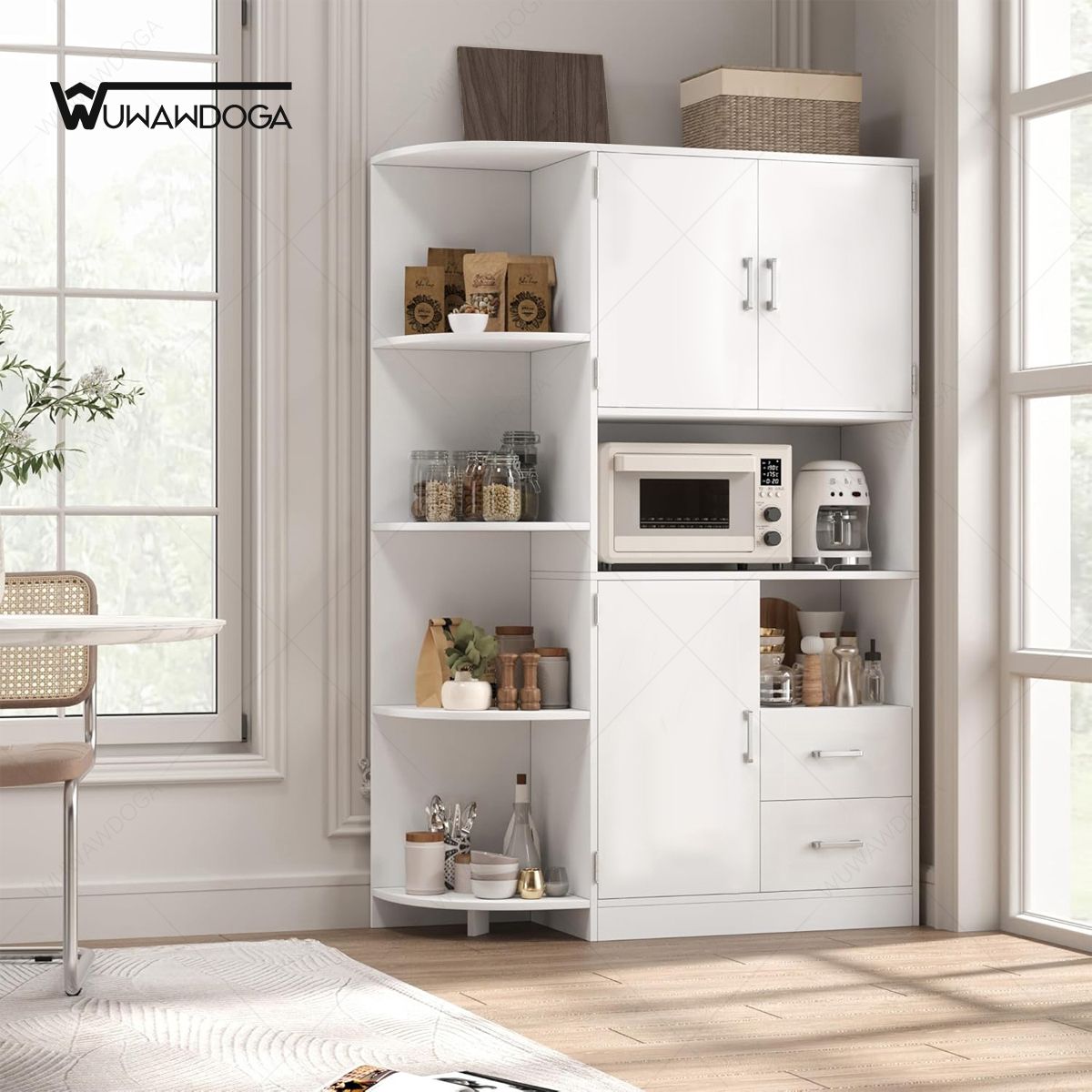 UENMI - Armarios De Cocina Aparador Moderno Blanco 3 Puertas