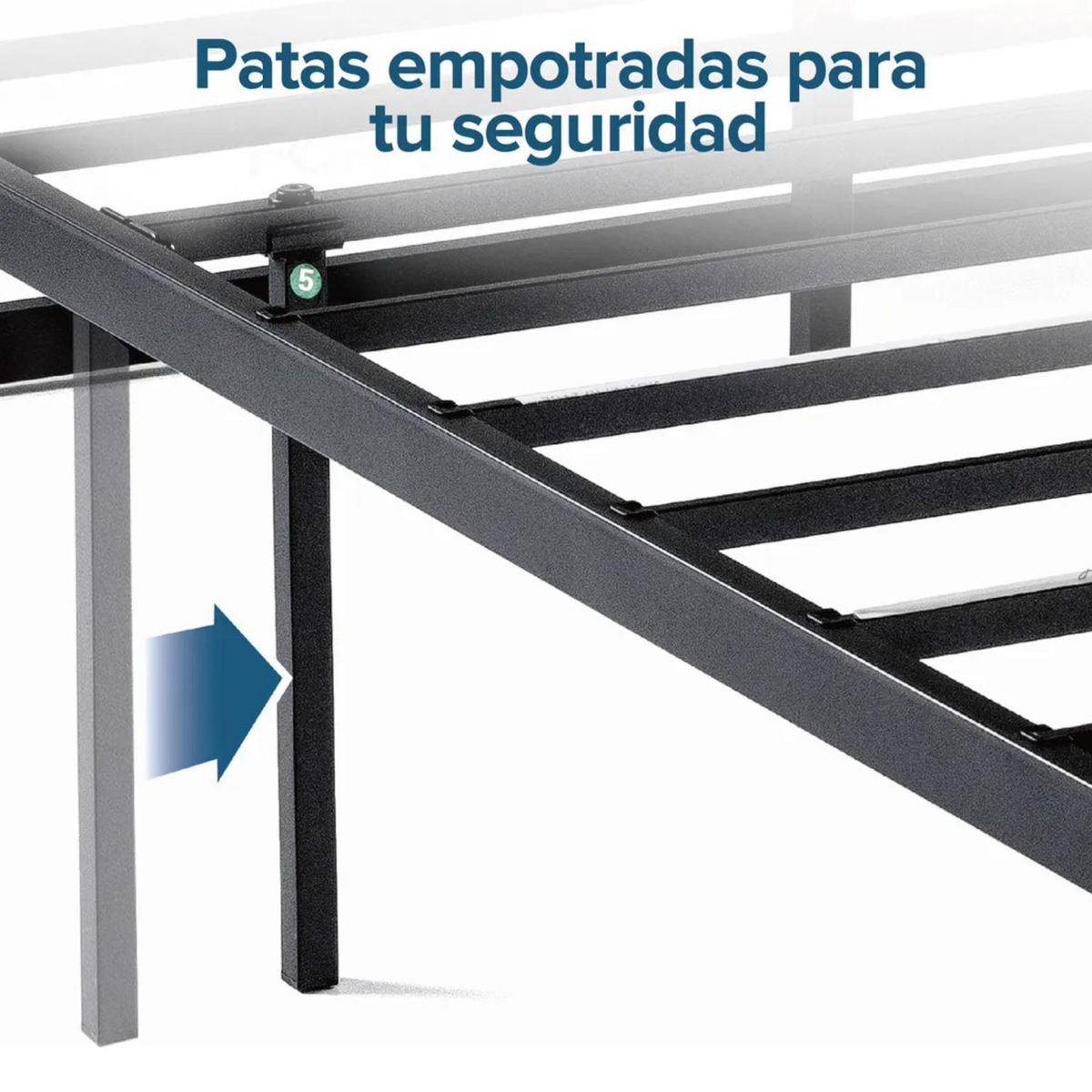 ATURE - Base Cama 2plazas 150x190x36cm Negra Estructura Resistente