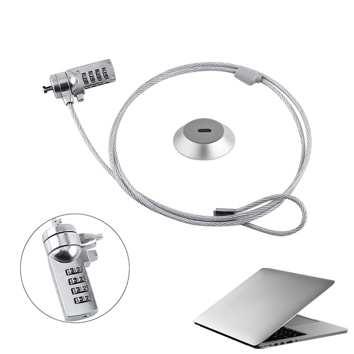 GENERICO - Cable De Seguridad Antirrobo Para Tablet, Ipad, Macbook 1.2m