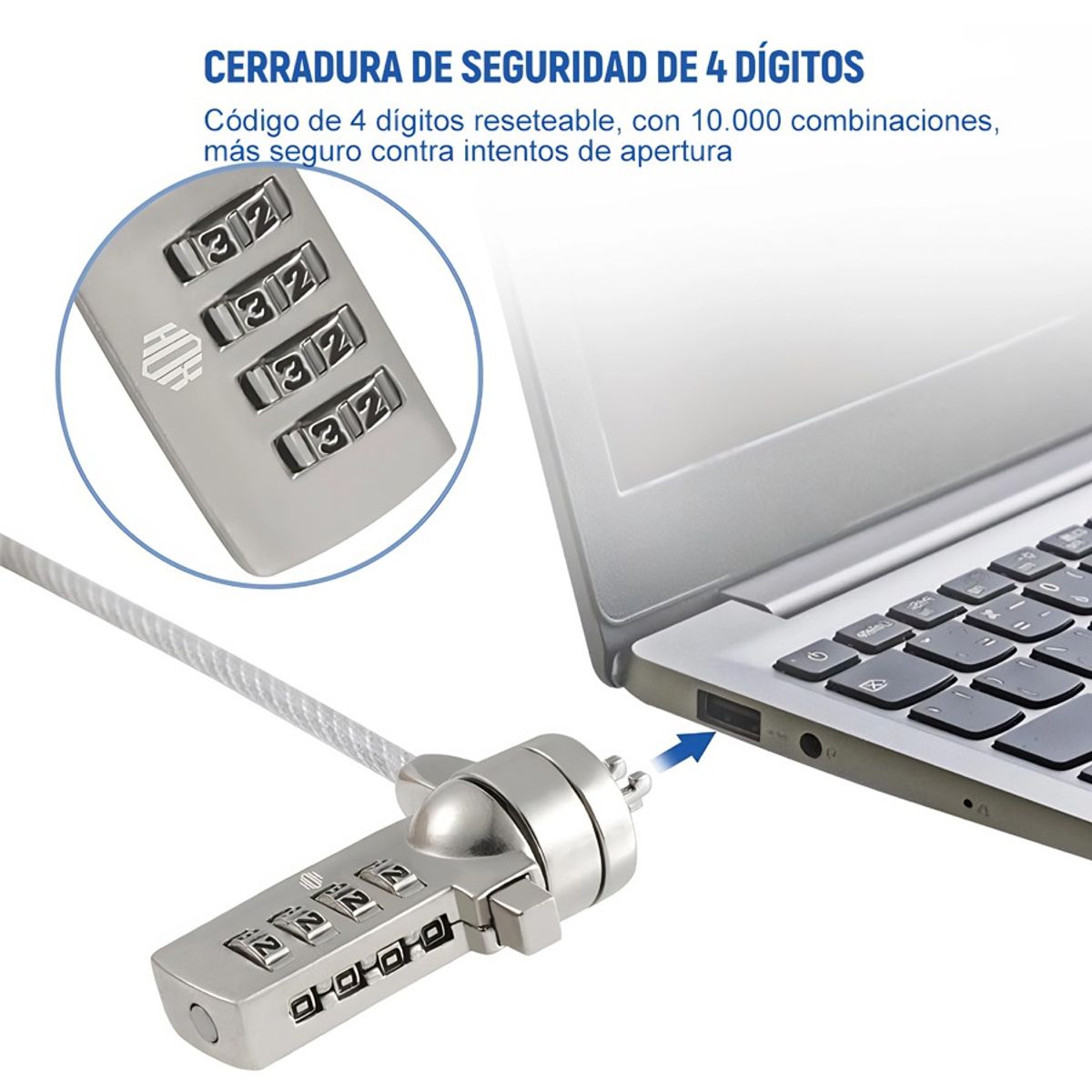 GENERICO - Cable De Seguridad Antirrobo Para Tablet, Ipad, Macbook 1.2m