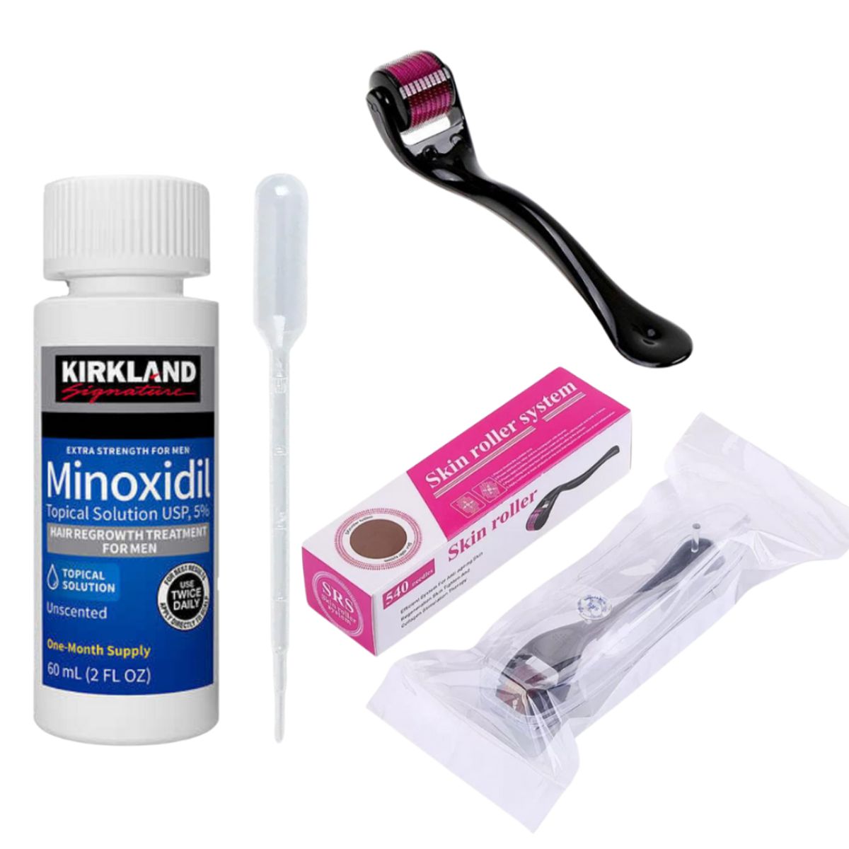 KIRKLAND - Minoxidil Kirkland 60ml Crecimiento Cabello Extrafuerte Usp5%+ dermaroller  estuche