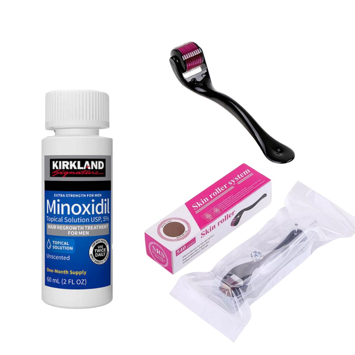 KIRKLAND - Minoxidil Kirkland 60ml Crecimiento Cabello Extrafuerte Usp5%+ dermaroller  estuche