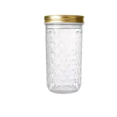 GENERICO - Set 6 Frascos Vidrio Tapa Dorada Plastico 650 ml