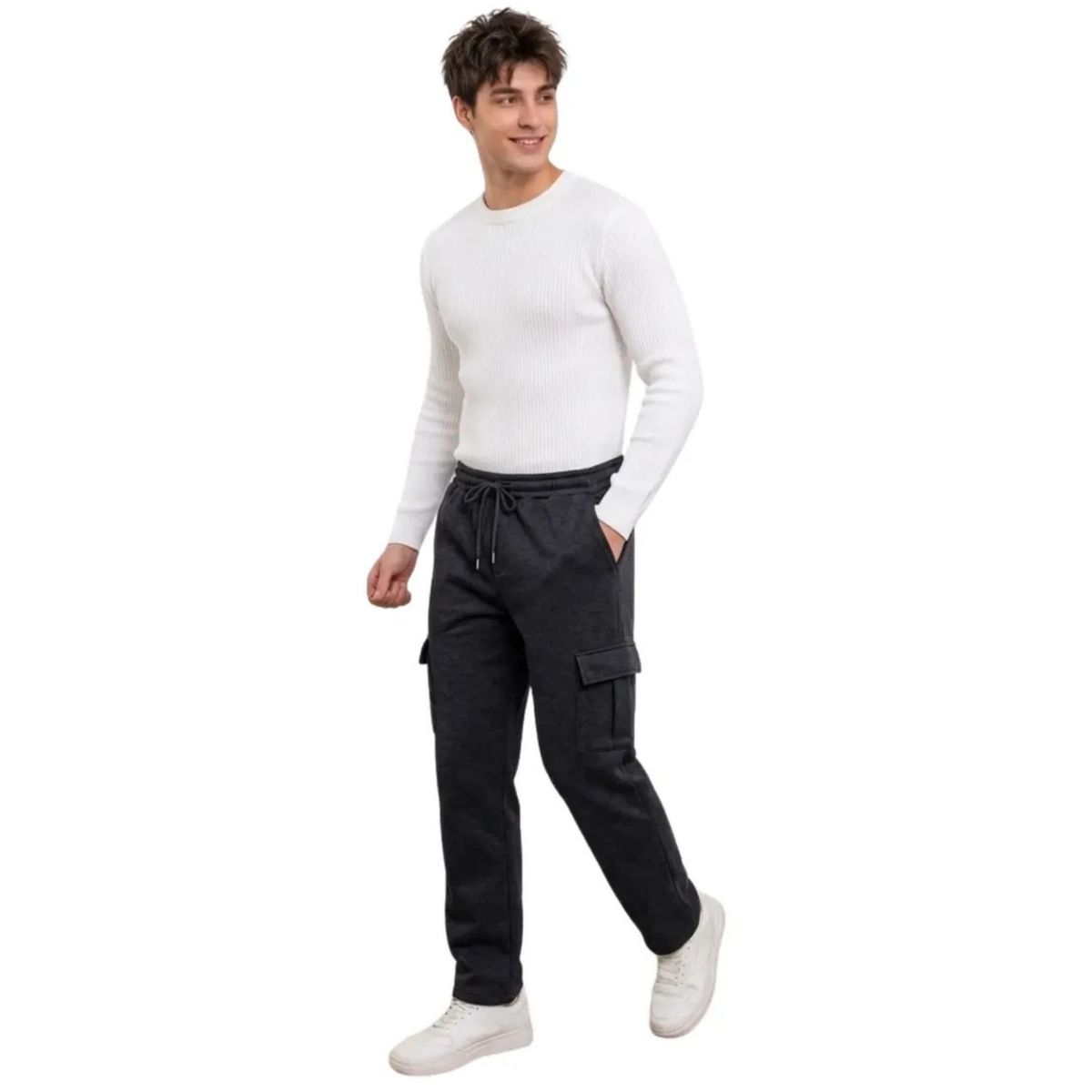 LOOK SHOP - Pantalón Buzo Recto Cargo Hombre Invierno. Jogger Juvenil. 7159