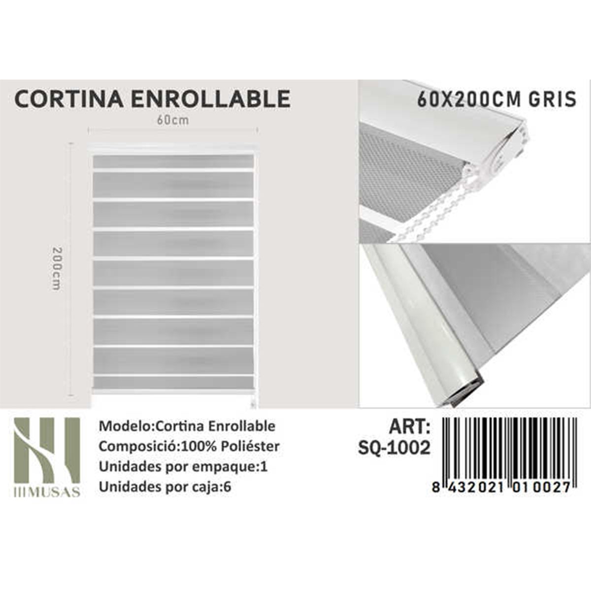 GENERICO - Cortina Roller Dia Y Noche 60X200 Cm