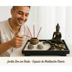 MOVI - Mini Fuente de Agua Buda Decoración Zen para Hogar y Oficina Jardín Zen Decorativo con Buda