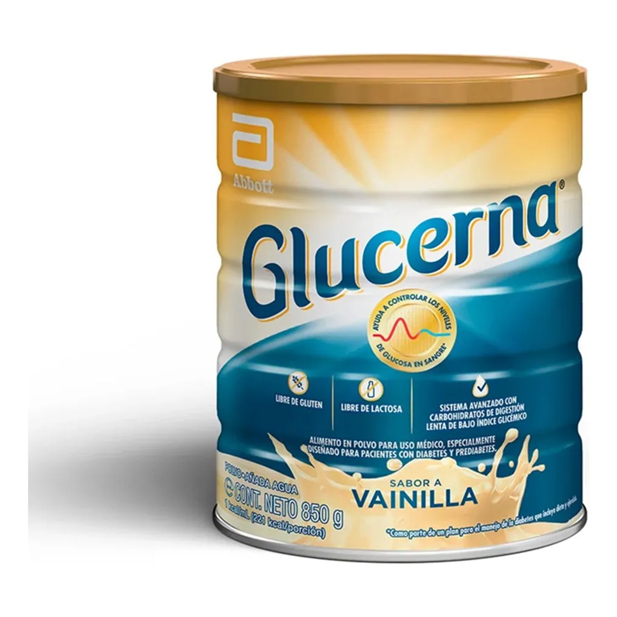 ABBOTT - Glucerna Sabor Vainilla 850g Suplemento Alimenticio En Polvo Bajo En Carbohidratos Control Glucosa Diabetes