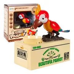 GENERICO - Alcancía loro atrapa monedas rojo