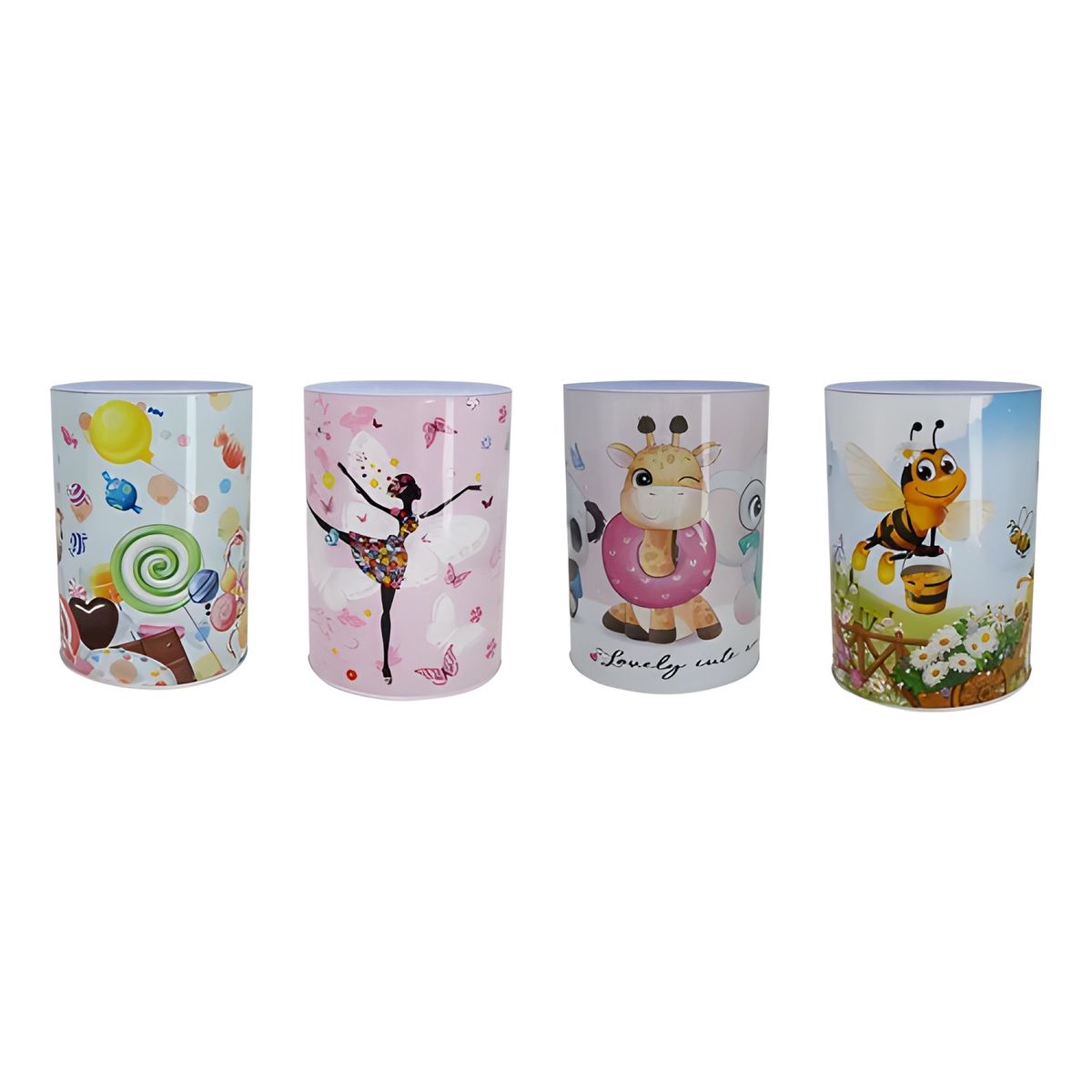 GENERICO - Set 5 alcancías metálicas diseño candy